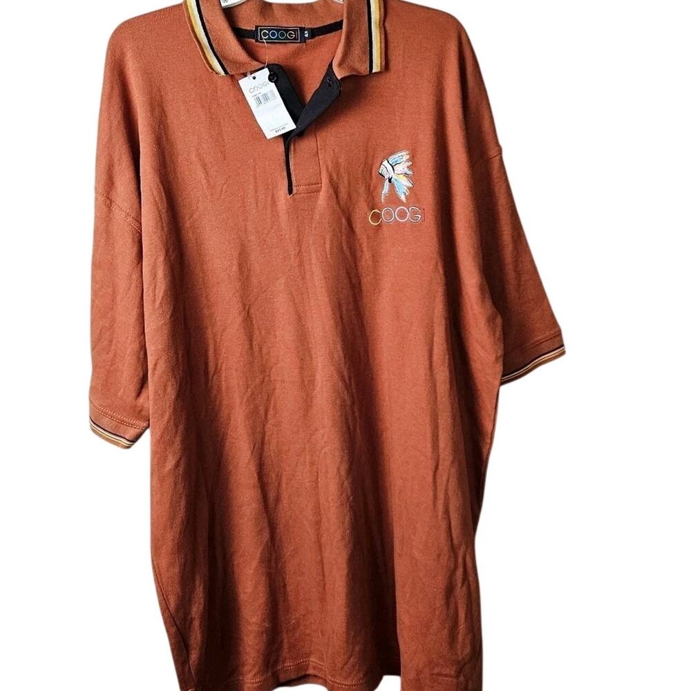 COOGI Vtg Y2K NWT Polo Shirt 4X Orange Embroidered Headdress Logo NOS Deadstock